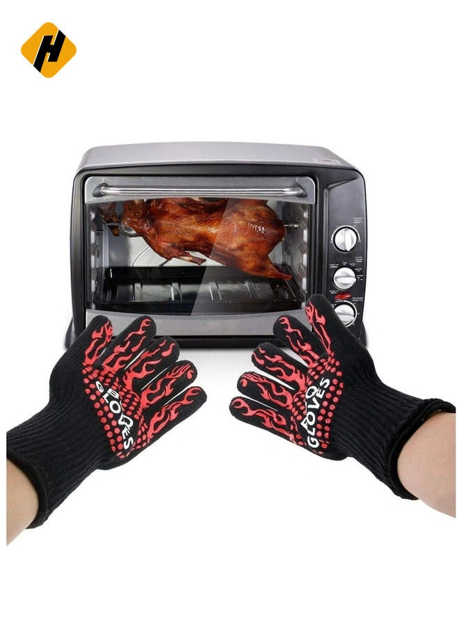 Cooking Gloves Extreme Heat Resistant Long Forearm Protection Grilling Cooking Gloves Grill & Kitchen Accessories