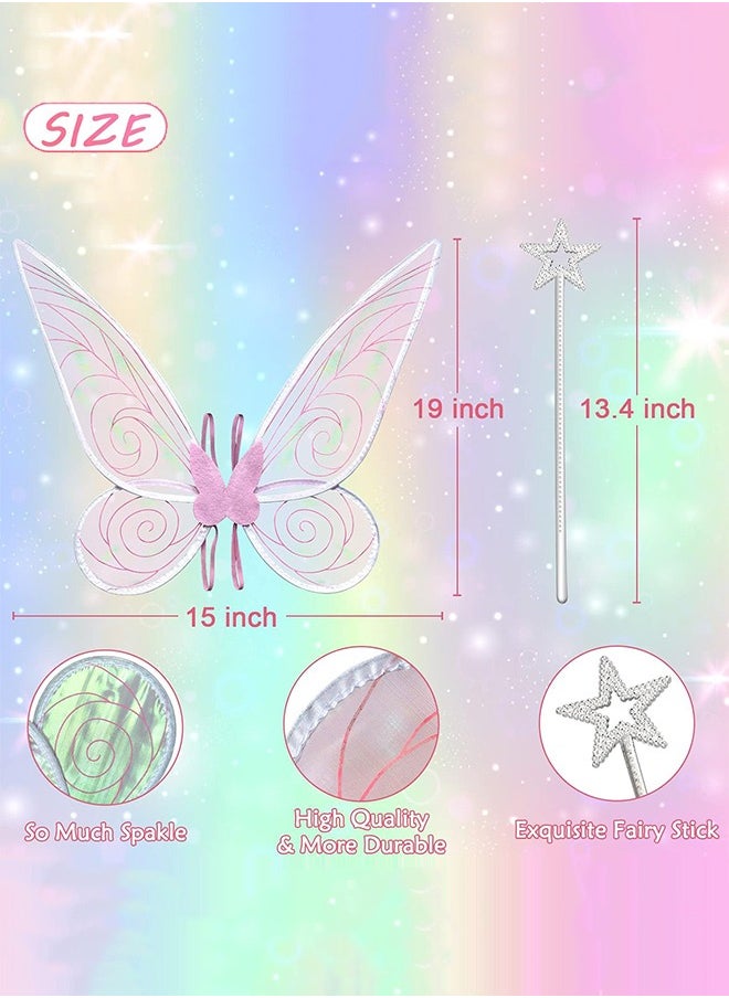 Cosplay Butterfly Wings for Girls, Fairy Wings Costume Set, Fairy Costume Set with Sparkling Sheer Butterfly Wings Cosplay