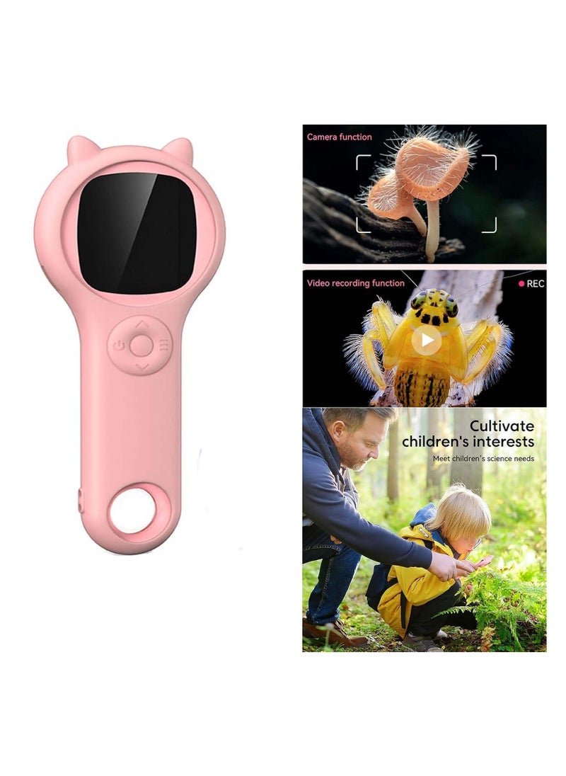 500X Handheld Digital Microscope 2inch Screen Kids Outdoor Biological Equipment Handheld Magnify Glass Pink