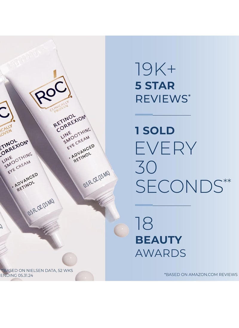 RoC Retinol Correxion Under Eye Cream for Dark Circles and Puffiness Daily Wrinkle Cream Anti Aging Line Smoothing Skin Care Treatment Stocking Stuffers for Men and Women 0 5 oz Packaging May Vary