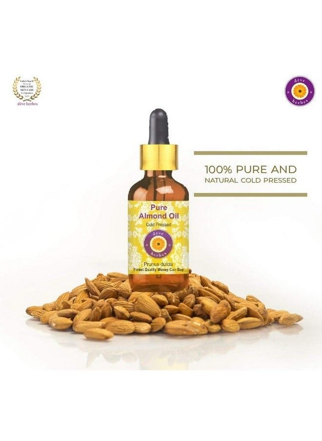 Pure Almond Oil (Prunus Dulcis) With Glass Dropper 100% Natural Therapeutic Grade Cold Pressed For Skin & Hair 15Ml.