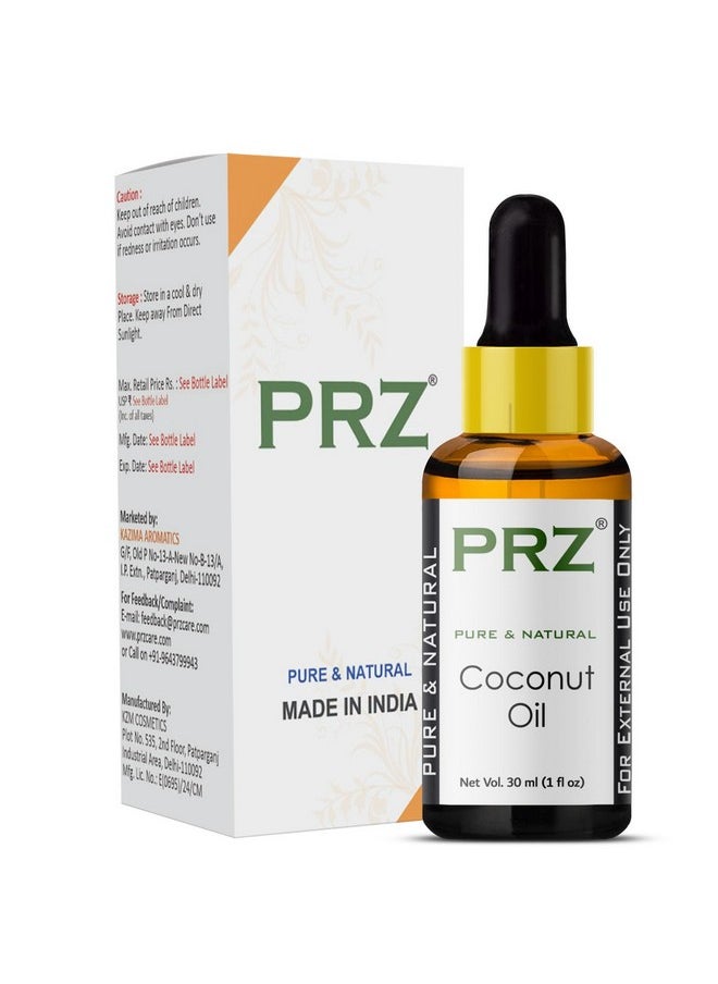 Coconut Extra Virgin Cold Pressed Carrier Oil Pure Natural & Therapeutic Grade Oil For Aromatherapy Body Massage, Skin Care & Hair Care, 30 Ml