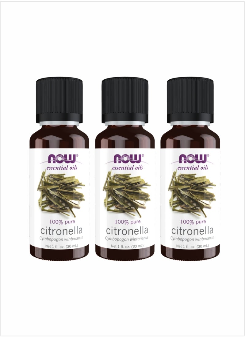 NOW Citronella Essential Oil - Crisp & Refreshing Scent, 30ml (Pack of 3)