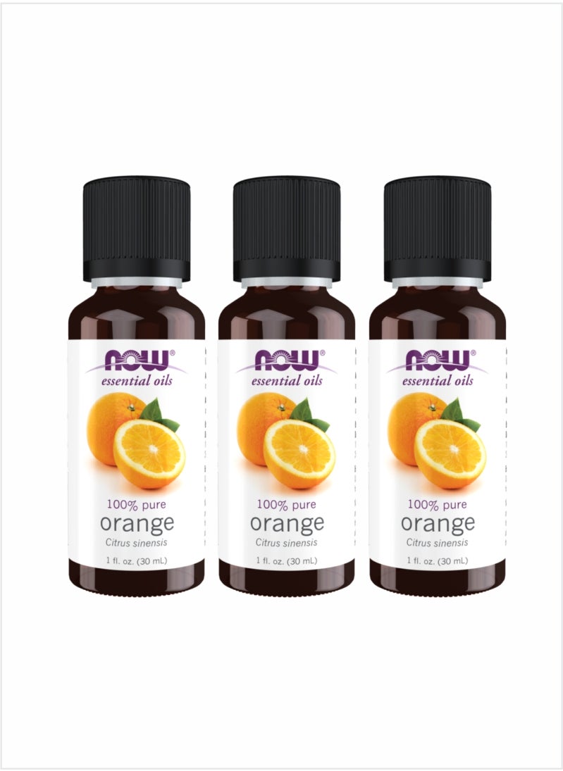 NOW Essential Oils 100% Pure Orange Oil - Fresh & Citrusy, 30ml (Pack of 3)