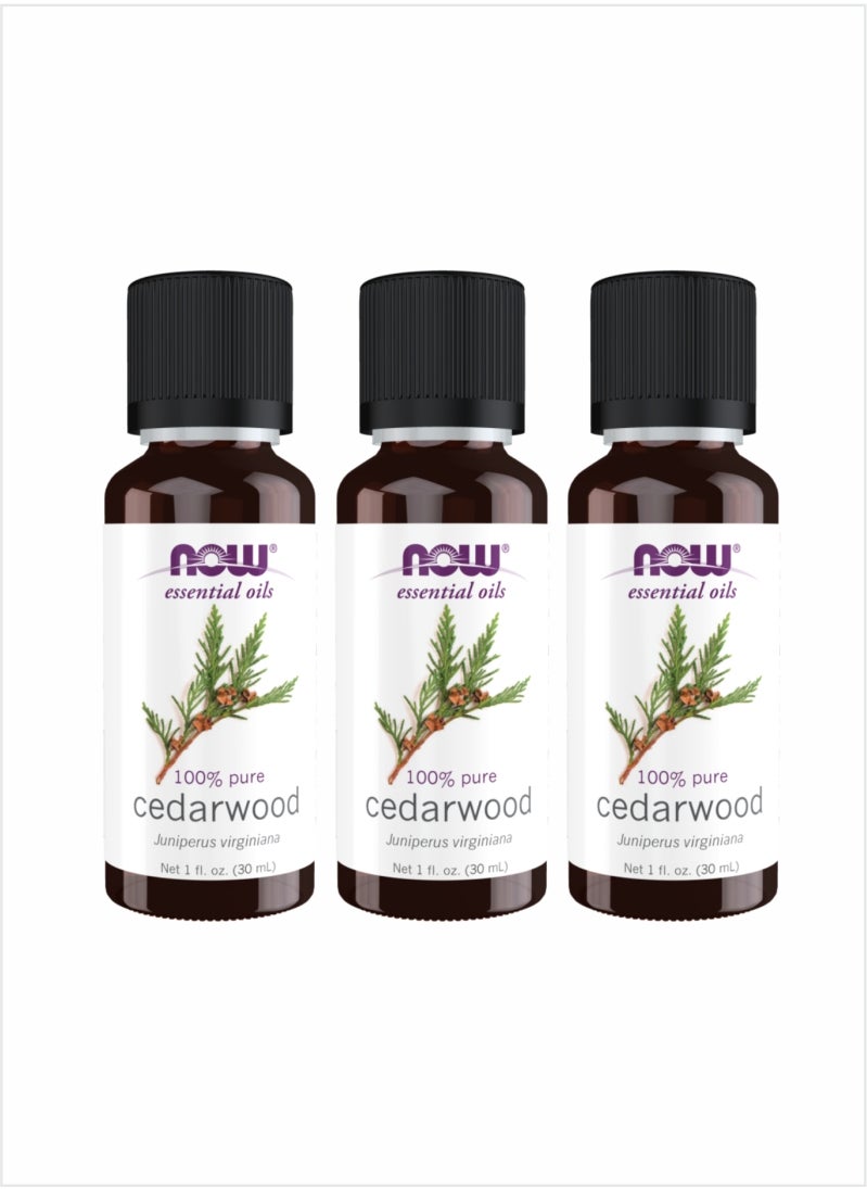 NOW Cedarwood Essential Oil - Grounding & Natural, 30ml (Pack of 3)