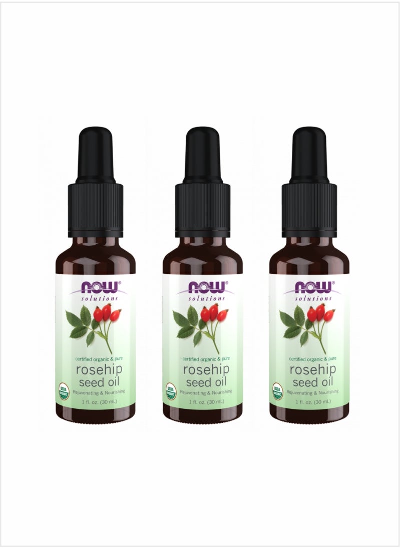 Now Essential Oils Organic Rosehip Seed Oil – 30ml (Pack of 3)