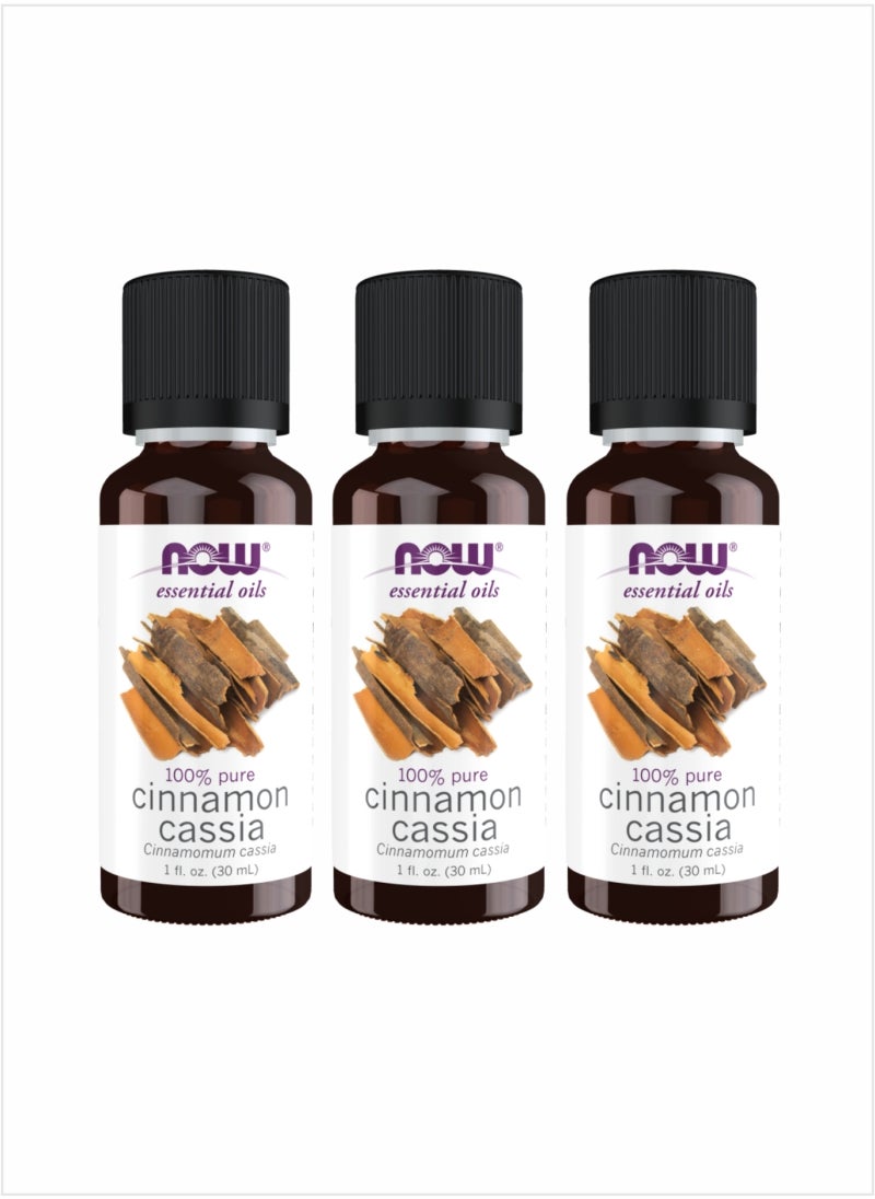 NOW Cinnamon Cassia Essential Oil - Cozy & Organic Blend, 30ml (Pack of 3)