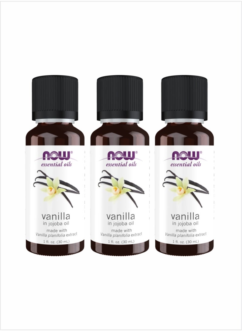 Now Essential Oils Vanilla in Jojoba Oil – 30ml (Pack of 3)