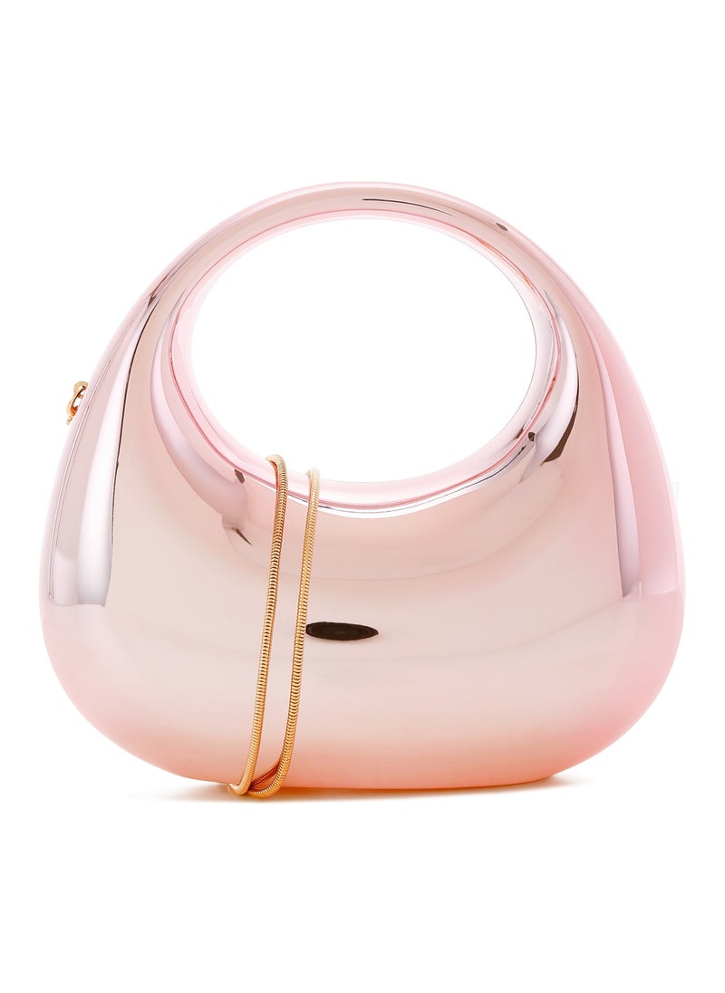 Acrylic Metallic Mini Clutch Bag in Light Pink