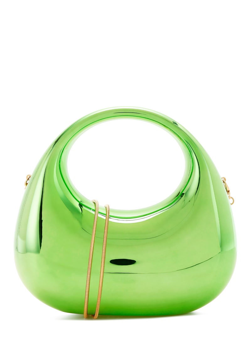 Acrylic Metallic Mini Clutch Bag in Green