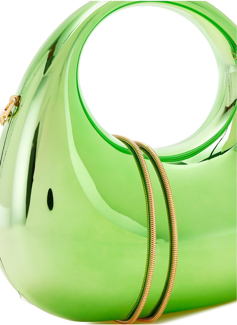 Acrylic Metallic Mini Clutch Bag in Green