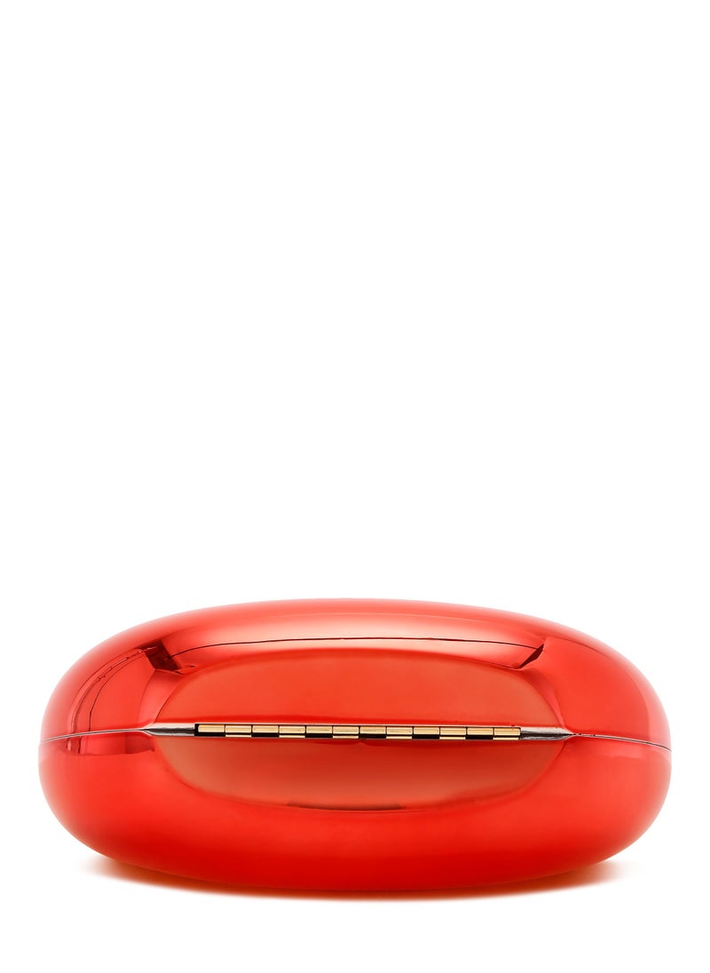 Acrylic Metallic Clutch Bag in Red