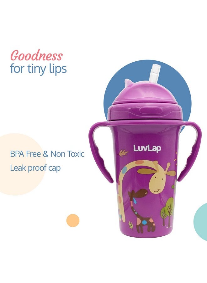 Tiny Giffy Sippy Cup, Silicone Straw, Bpa Free, 300 Ml 18M+ (Purple)