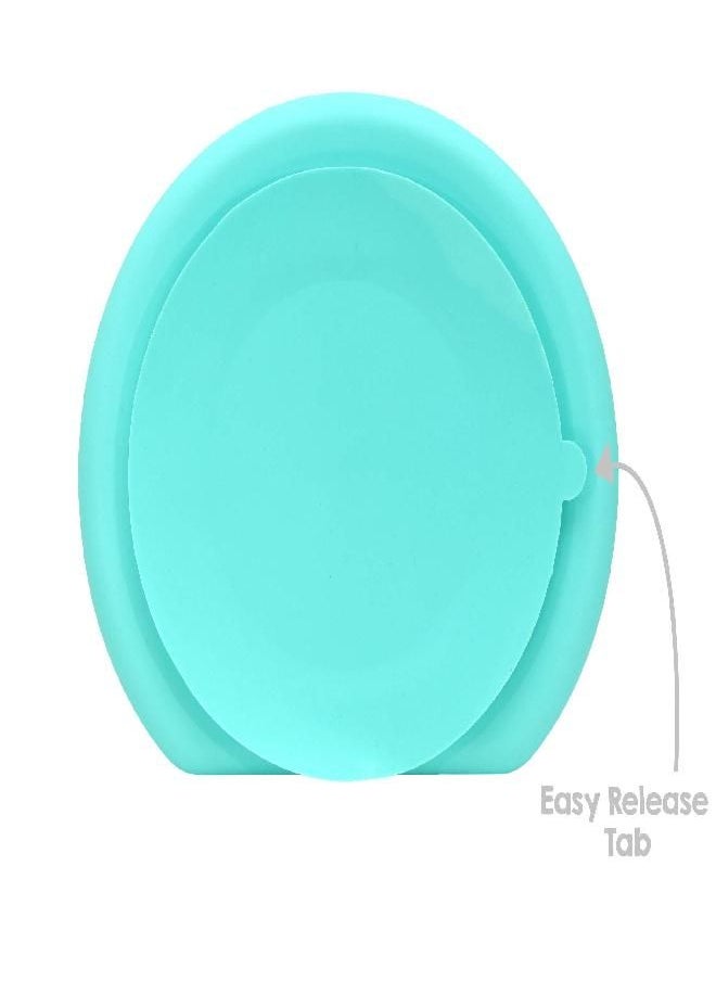 RaZbaby Silicone Suction Baby Plate w/Silicone Spoon | Built-in Place-Mat for Infants + Toddlers | First Foods + Self-Feeding | Baby's First Plate | Perfect for Led Weaning | Stays in Place | (Aqua)