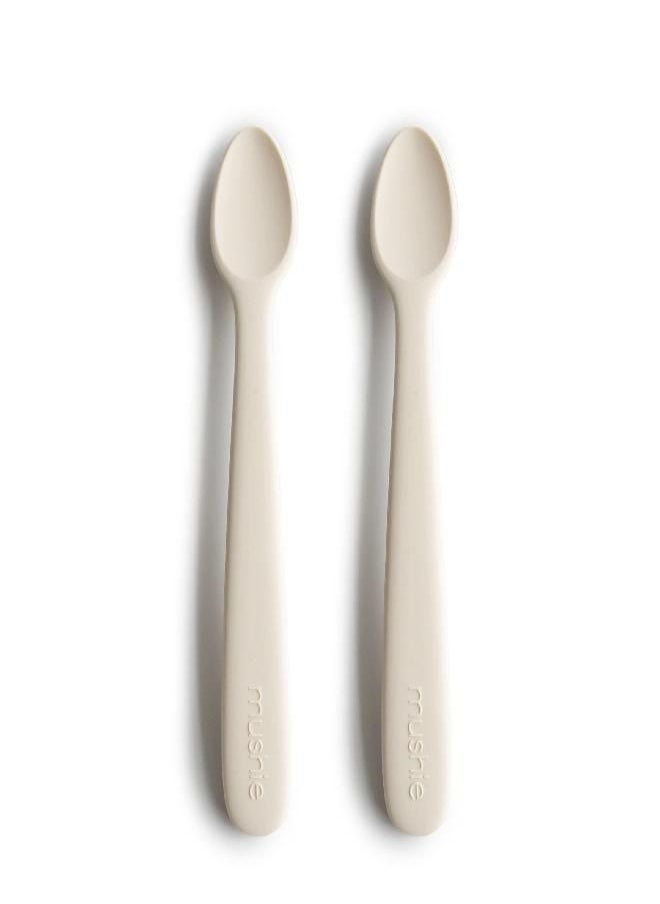 mushie Silicone Baby Feeding Spoons | 2 Pack (Ivory)