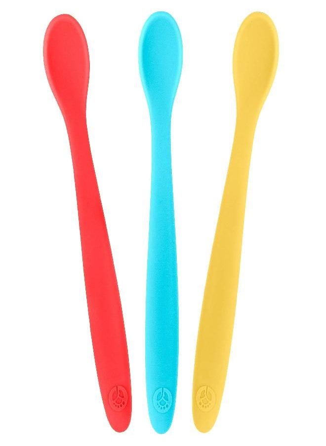 WeeSprout Silicone Baby Spoons - First Stage Infant Feeding Spoons With Soft-Tip, Bendable Baby Utensils for Parent & Self-Feeding, Ultra-Durable & Chewproof, Dishwasher Safe, Set of 3