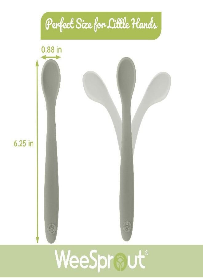 WeeSprout Silicone Baby Spoons - First Stage Infant Feeding Spoons With Soft-Tip, Bendable Baby Utensils for Parent & Self-Feeding, Ultra-Durable & Chewproof, Dishwasher Safe, Set of 3