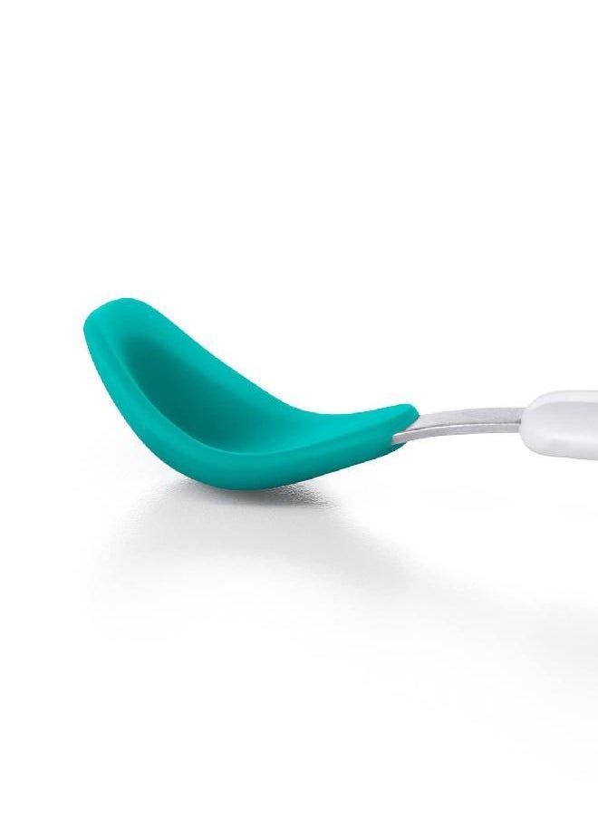 OXO Tot Feeding Spoon Set With Soft Silicone, Teal 6.3x0.8 Inch (Pack of 2)