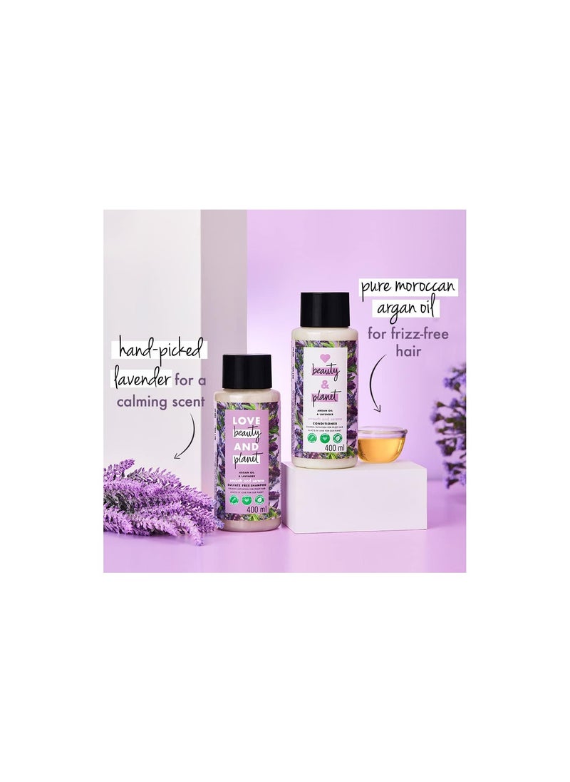 Love Beauty And Planet & Argan & Lavender Anti Frizz Combo with Sulfate free Shampoo & Conditioner