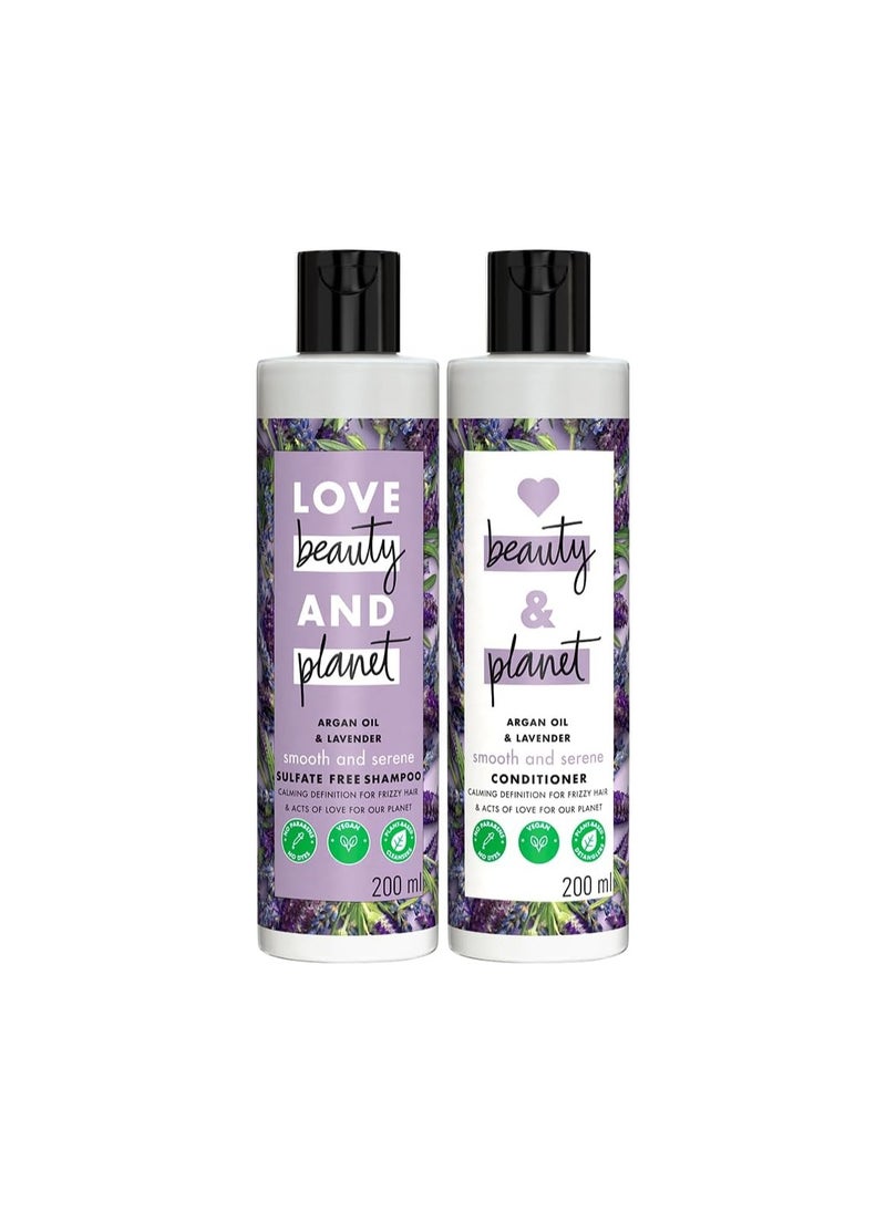 Love Beauty And Planet & Argan & Lavender Anti Frizz Combo with Sulfate free Shampoo & Conditioner