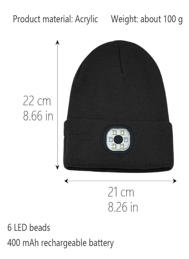 Warm Woolen Hat with LED Light, for Night Running Cycling Fishing, Lighting Cap for Men Women