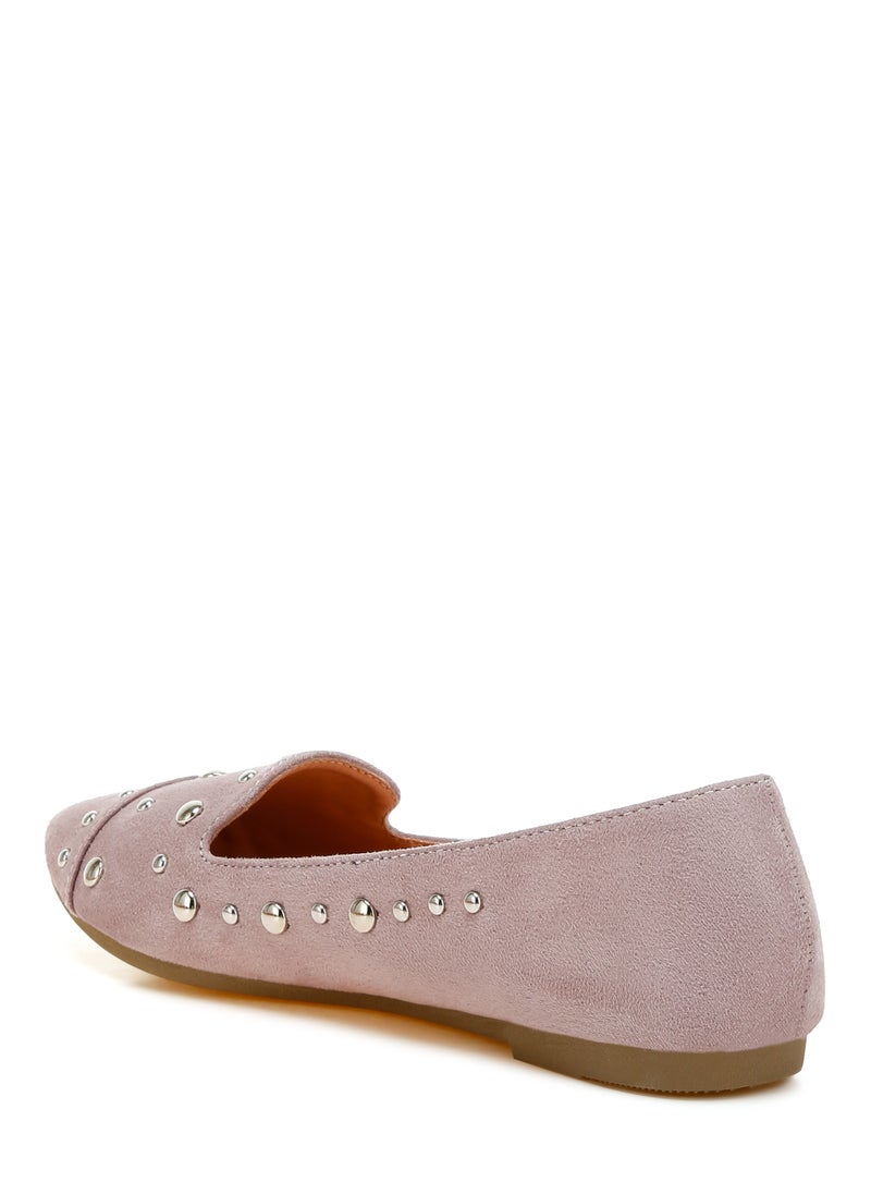 Stud Emebllished Ballet Flats in Lilac