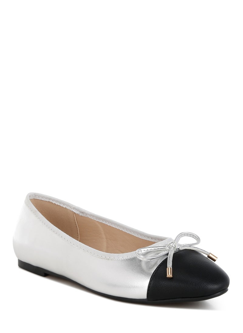 Silver Two Tone Ballet Flats