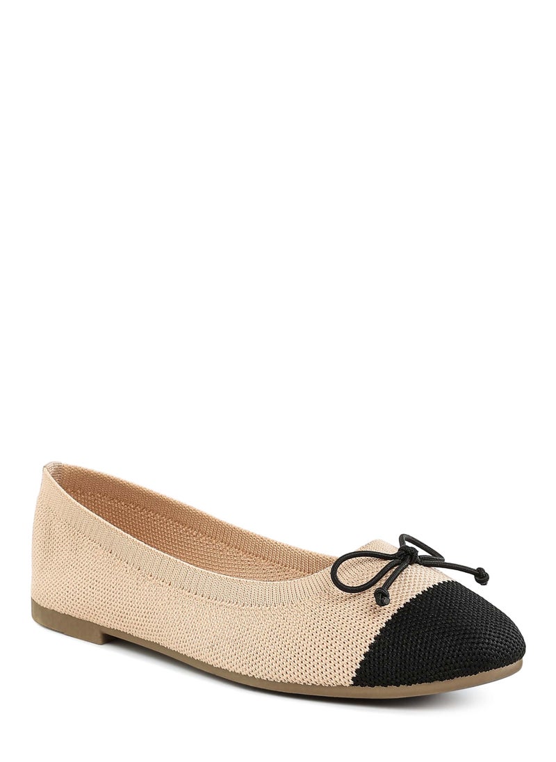 Two Tone Ballerinas in Beige and Black