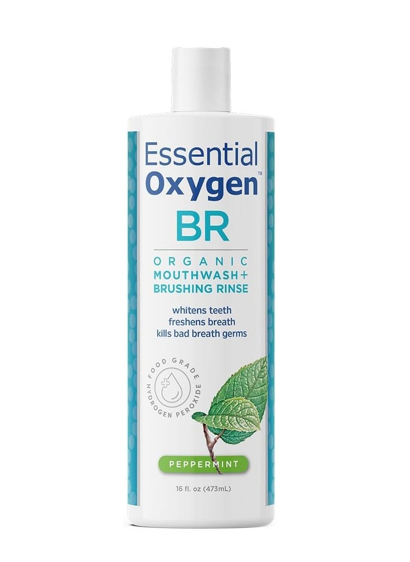 Essential Oxygen BR Organic Mouthwash + Brushing Rinse Peppermint 16 fl.oz 473ml