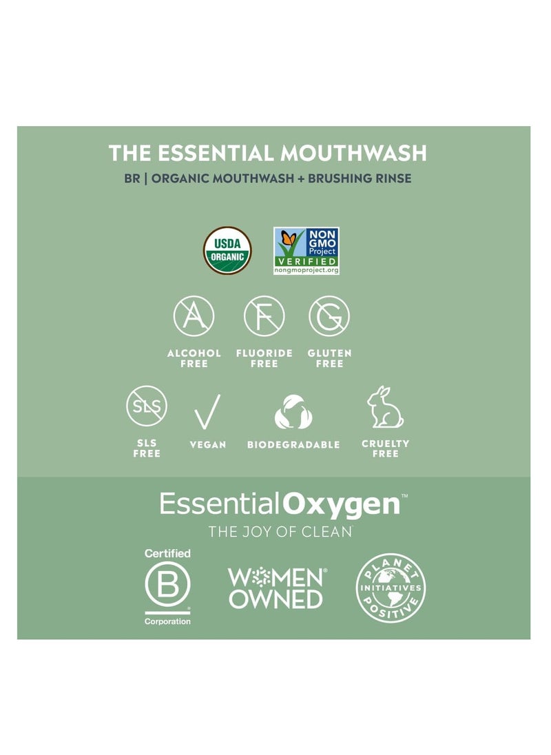 Essential Oxygen BR Organic Mouthwash + Brushing Rinse Peppermint 16 fl.oz 473ml