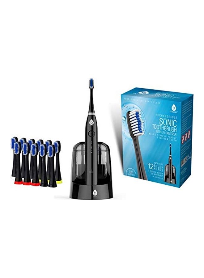 Rechargeable Sonic Toothbrush with 12-Brush Heads Black