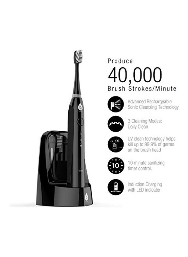 Rechargeable Sonic Toothbrush with 12-Brush Heads Black