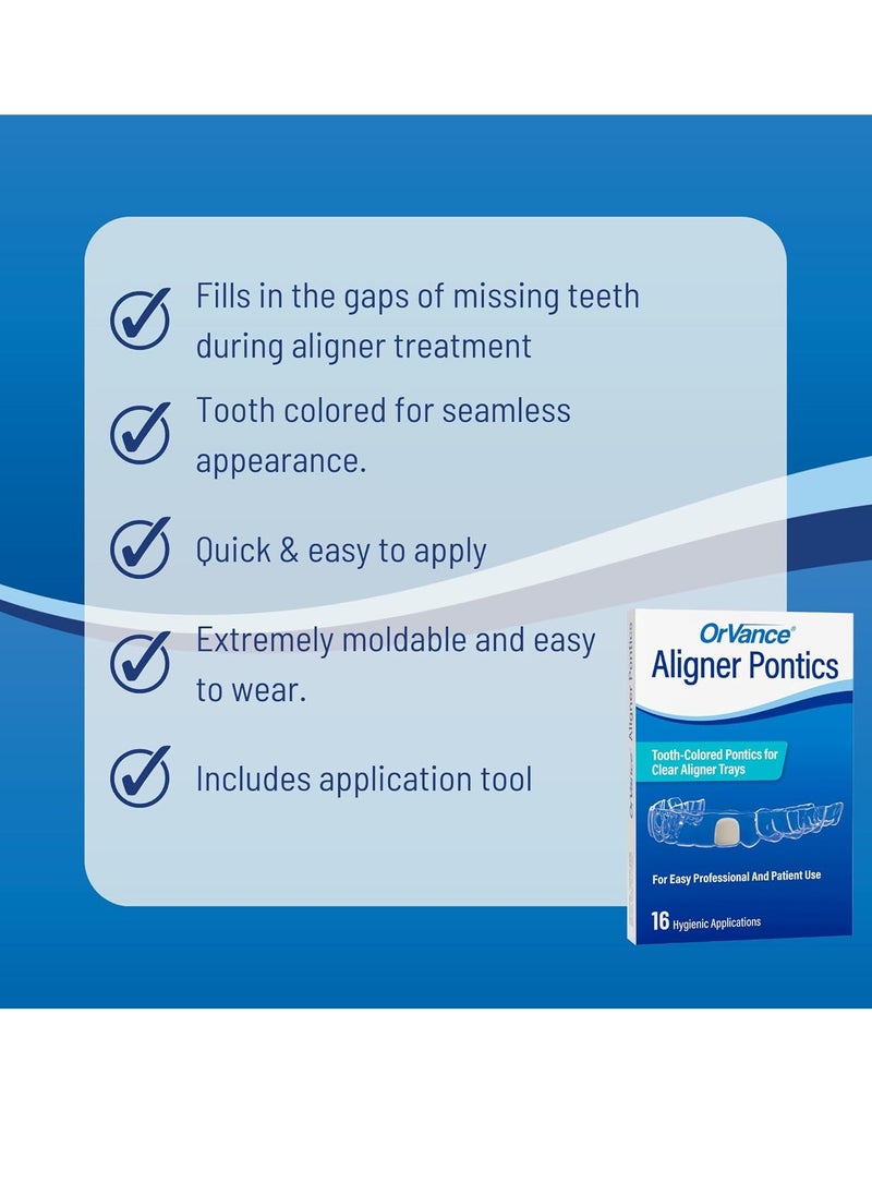 Aligner Pontics | Temporary Tooth Replacement for Aligner Trays and Retainers During Orthodontic Treatment (16 Count)