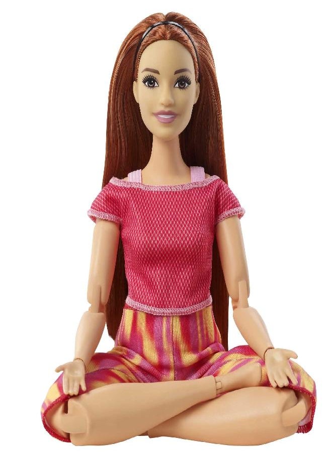 Barbie Made to Move Doll, Curvy, with 22 Flexible Joints & Long Straight Red Hair Wearing Athleisure-wear for Kids 3 to 7 Years Old