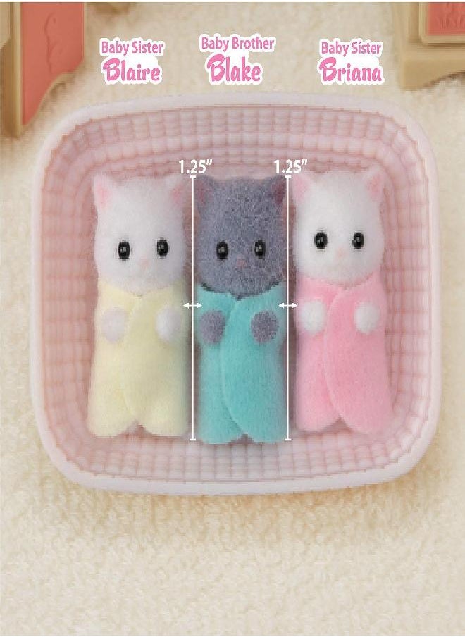 Calico Critters, Persian Cat Triplets, Dolls, Dollhouse Figures, Collectible Toys; Figures and Cradled Accessory Included