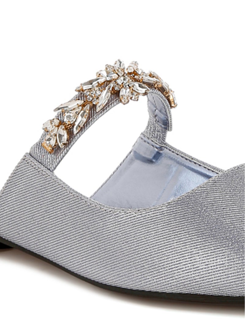 Diamante Strap Glitter Mules in Lilac