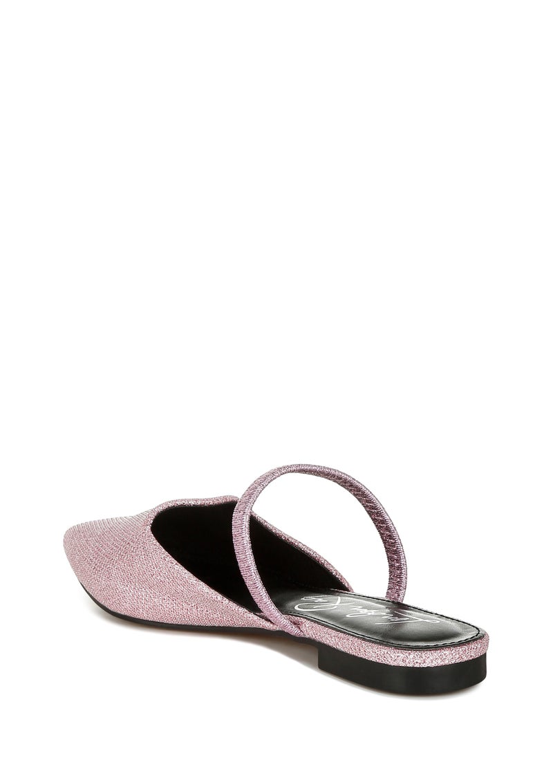 Glitter Faux Leather Flat Mules in Pink