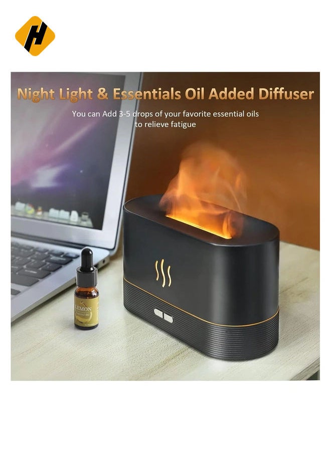 Flame Diffuser Humidifier-Auto Off 180ml Essential Oil Diffuser-2 Modes Brightness Aroma Humidifier with Fire Flame Effect for Home,Office,Spa,Gym(White)