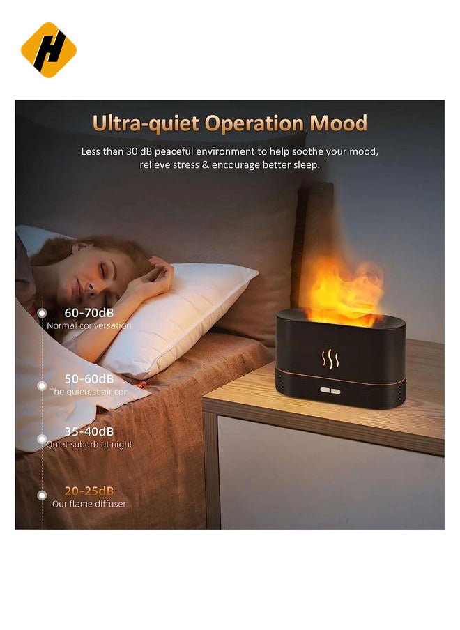 Flame Diffuser Humidifier-Auto Off 180ml Essential Oil Diffuser-2 Modes Brightness Aroma Humidifier with Fire Flame Effect for Home,Office,Spa,Gym(White)