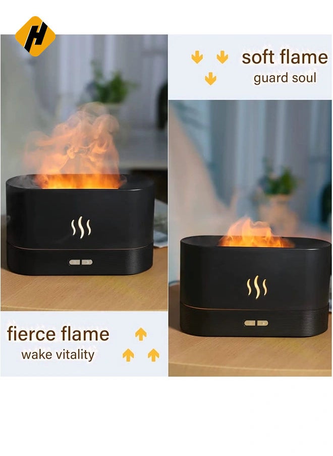 Flame Air Diffuser,Humidifier Portable-Noiseless Aroma Diffuser for Home Office or Yoga Essential Oil Diffuser with No-Water Auto-Off Protection