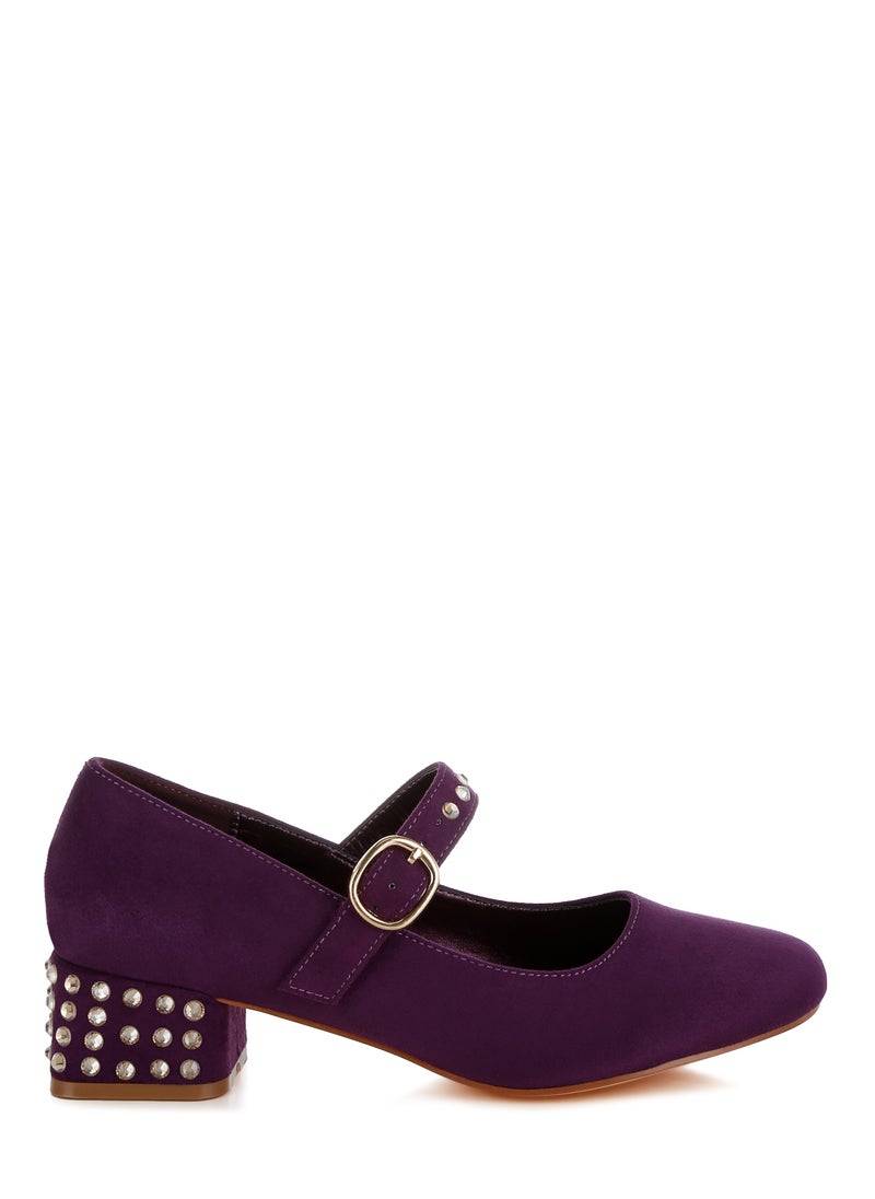 Studded Mary Jane Pumps in Purple