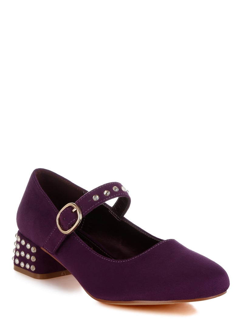 Studded Mary Jane Pumps in Purple