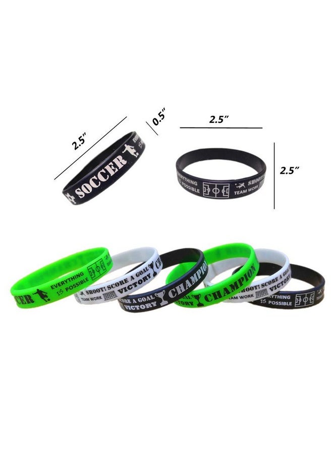 24 Pcs Soccer Motivational Silicone Wristband - Personalized Rubber Bracelets - Sports Prizes -Birthday Party Goodie Bag Stuffers - Carnival/Events/Teacher