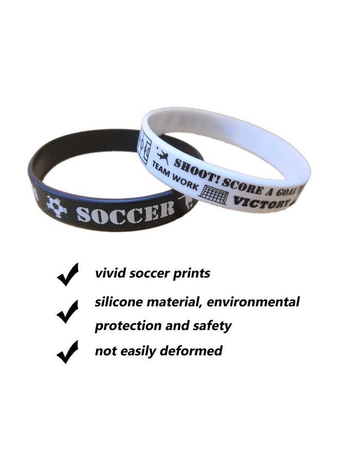 24 Pcs Soccer Motivational Silicone Wristband - Personalized Rubber Bracelets - Sports Prizes -Birthday Party Goodie Bag Stuffers - Carnival/Events/Teacher