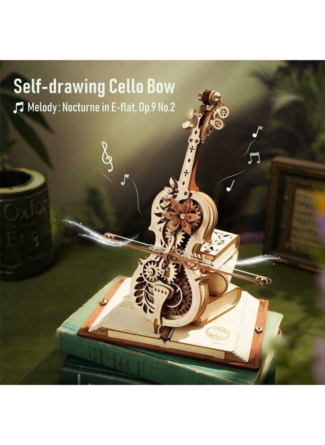 3D Puzzles For Adults 1:5 Scale Cello Model Kit With Base 199Pcs Wooden Music Box Building Kit Desk Gift For Men Women Hobby For Adults