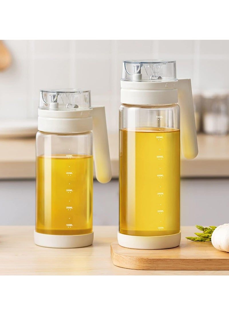 700ml Glass Olive Oil Dispenser Bottle with Automatic Cap, Seasoning Cruet for Cooking and Grilling