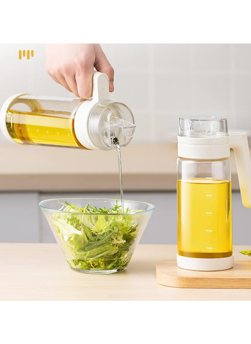 700ml Glass Olive Oil Dispenser Bottle with Automatic Cap, Seasoning Cruet for Cooking and Grilling