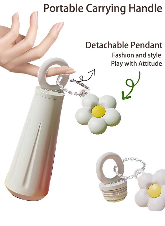 Handheld Insulated Water Bottle with Decorative Pendant - 450ml, Holiday Gift for Girls, White