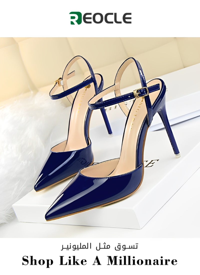 Women's Evening Buckle Slingback Pointed Toe Matte Stiletto Pumps 10.5cm Perfect Gift for the Holidays