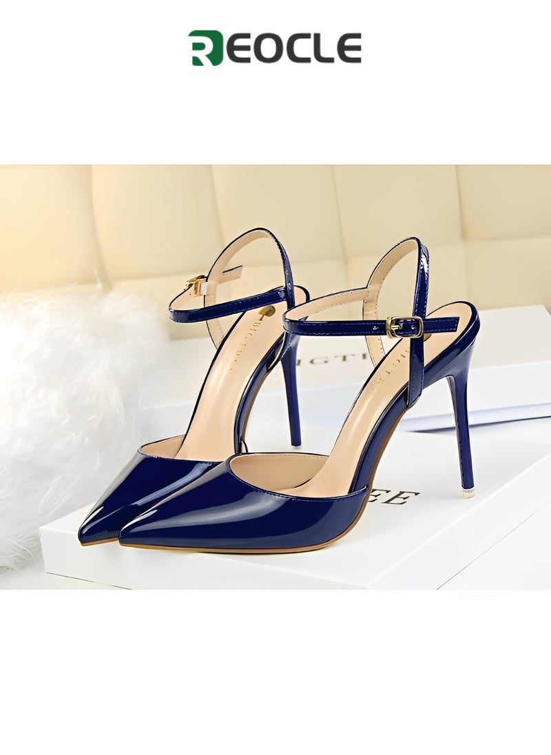 Women's Evening Buckle Slingback Pointed Toe Matte Stiletto Pumps 10.5cm Perfect Gift for the Holidays